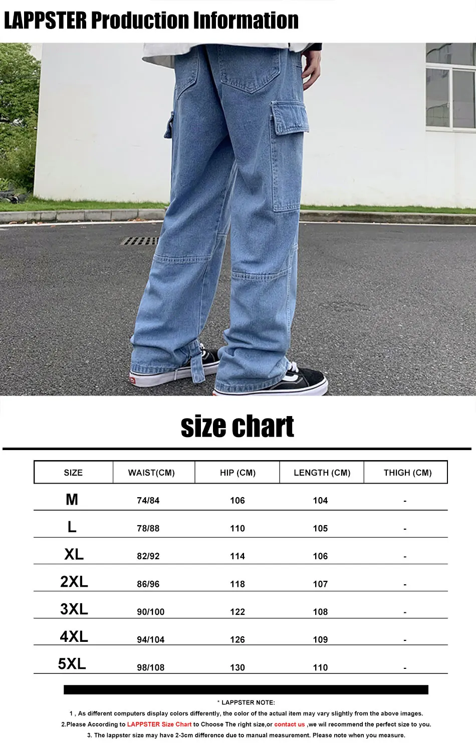 LAPPSTER Men Wid Leg Baggy Harajuku Jeans Pants 2022 Mens Japanese Streetwear Vintage Denim Trousers Man Black Jeans Joggers 5XL regular fit jeans