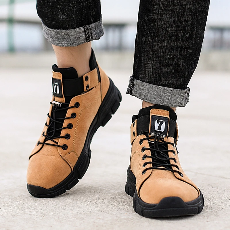 Men's Winter Snow Boots Fur Ankle Warm Boots Men Casual Shoes High Quality Plush Men Outdoor Work Shoes High Top Sneakers