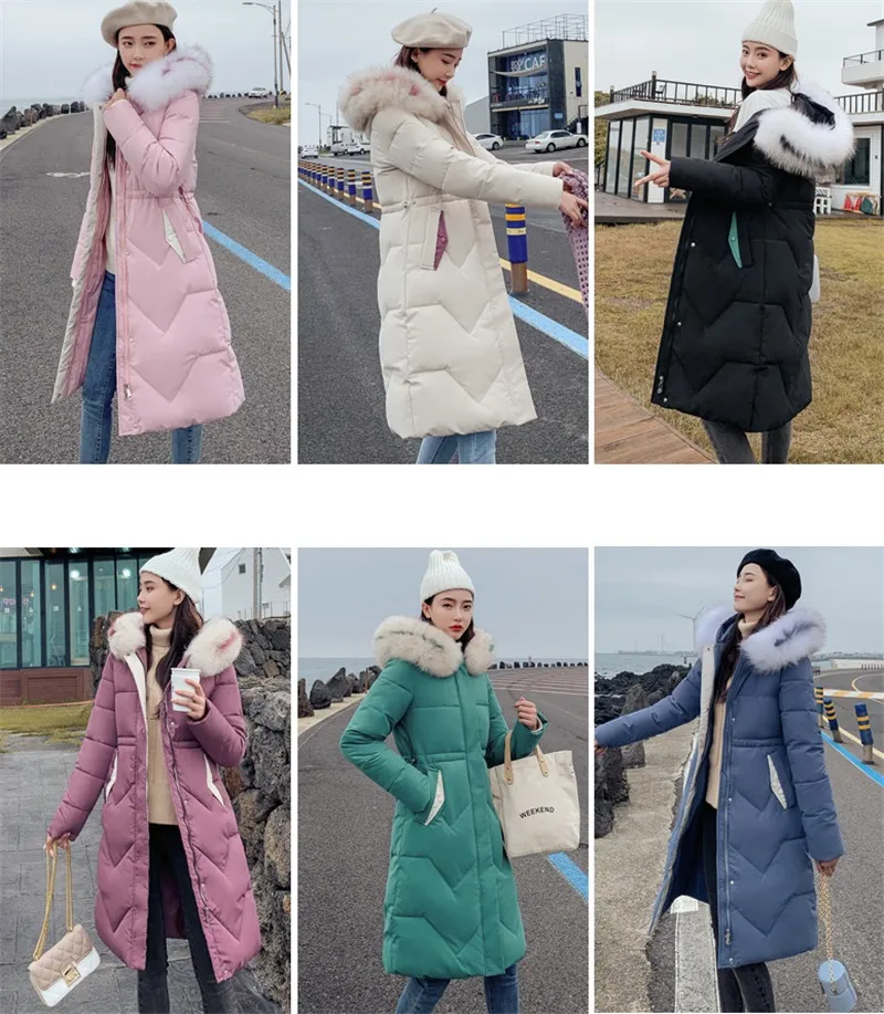 Autumn Winter New Warm Down cotton Jacket Women Hooded Fur collar Cotton Jackets Women's Korean Casual Plus size Parkas F921