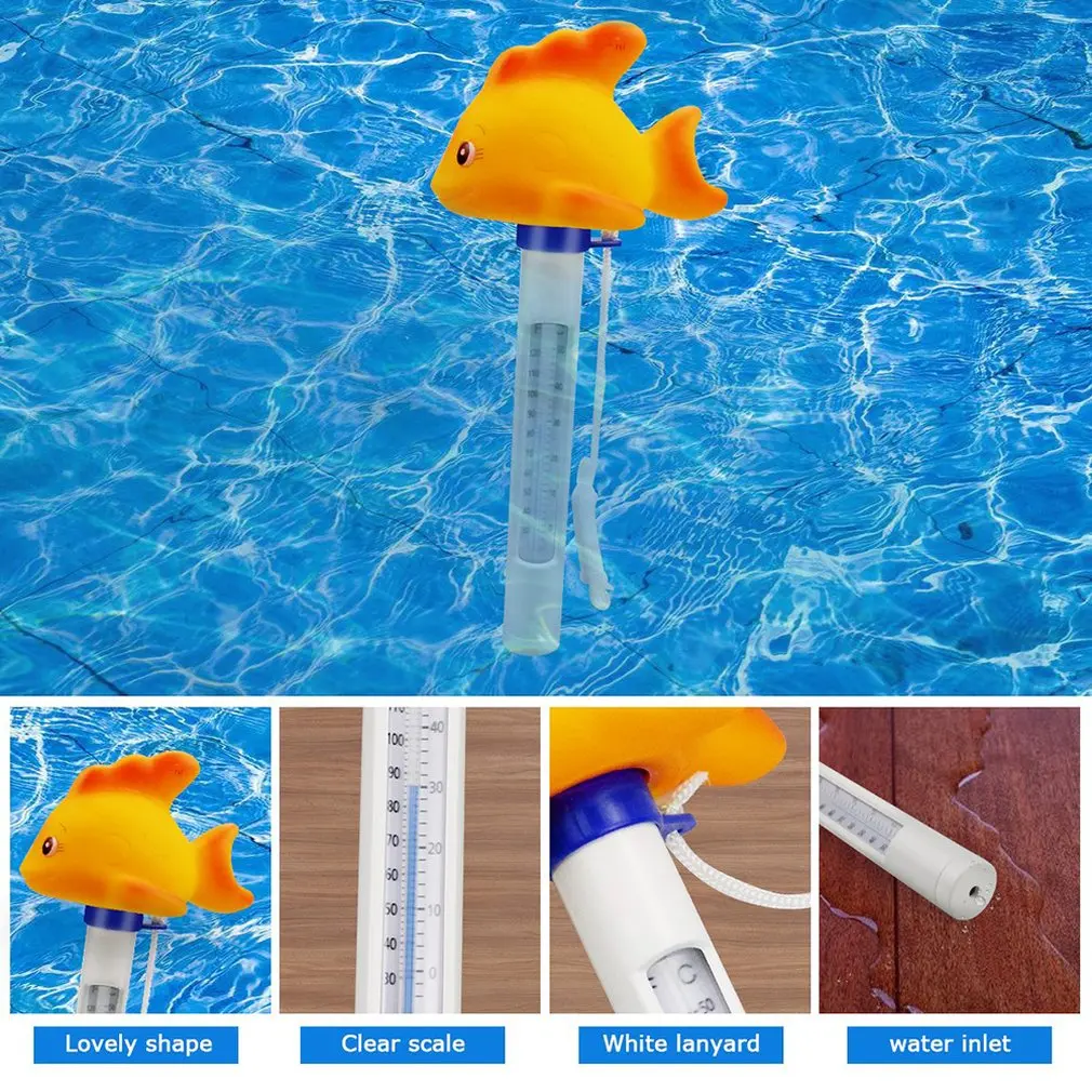 Плавающий термометр в форме рыбы Премиум термометр для измерения температуры воды с струной Небьющиеся для наружных внутренних бассейнов