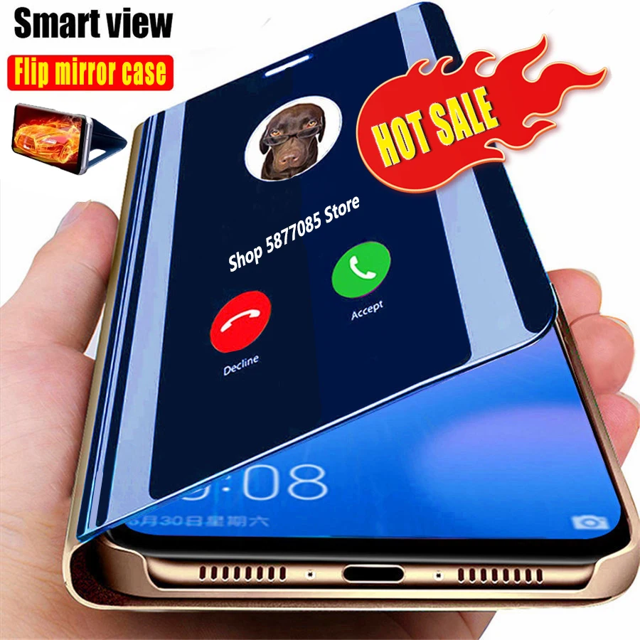 Умный зеркальный флип-чехол для Samsung Galaxy A51 A71 A10 A40 S20 S8 S9 S10 A50 A70 A31 A21 Note10 20 8 9 Plus Pro M31