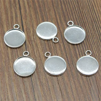 

50pcs Glass Cabochon Copper Cabochon Cameo Base Setting Blank Connector Charms Pendant DIY Jewelry Findings Accessories