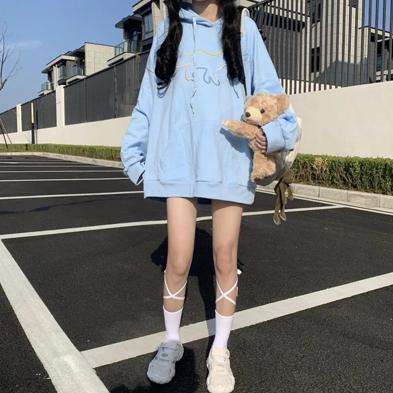 Супер популярный синий свитер с длинным рукавом женский ранний корейский стиль