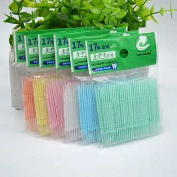 

200PCS Disposable Double Head Plastic Tooth Floss Hygiene Dental Floss Interdental Toothpick Healthy for Teeth Cleaning freeship