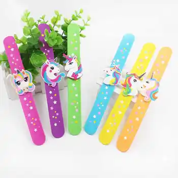 

6pcs/lot Colorful Unicorn Party Favors Slap Snap Wrap Wristband Band Bracelet Hand Ring Kids Toy Baby Shower Birthday Party Gift
