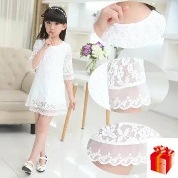 

Children Dresses 2018 New Summer Lace Dress White Girls Dress 4-12 Years old Baby Girl Clothes Elegant Dress For Girl