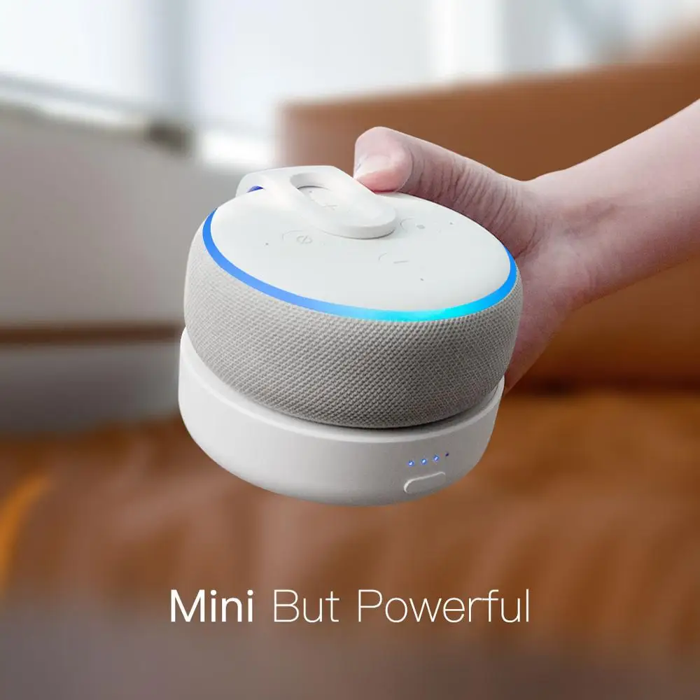 GGMM портативный аккумулятор база для Echo Dot 3rd крошечная док-станция с 5200 мАч перезаряжаемая батарея 8H Play Белый Внешний аккумулятор крышка