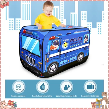 

Kids Gamehouse Toy Fire Truck/Police Car Design Children's Play Tent Hut Easy Fold Playhouse Firefighter Policemen Pretend Play