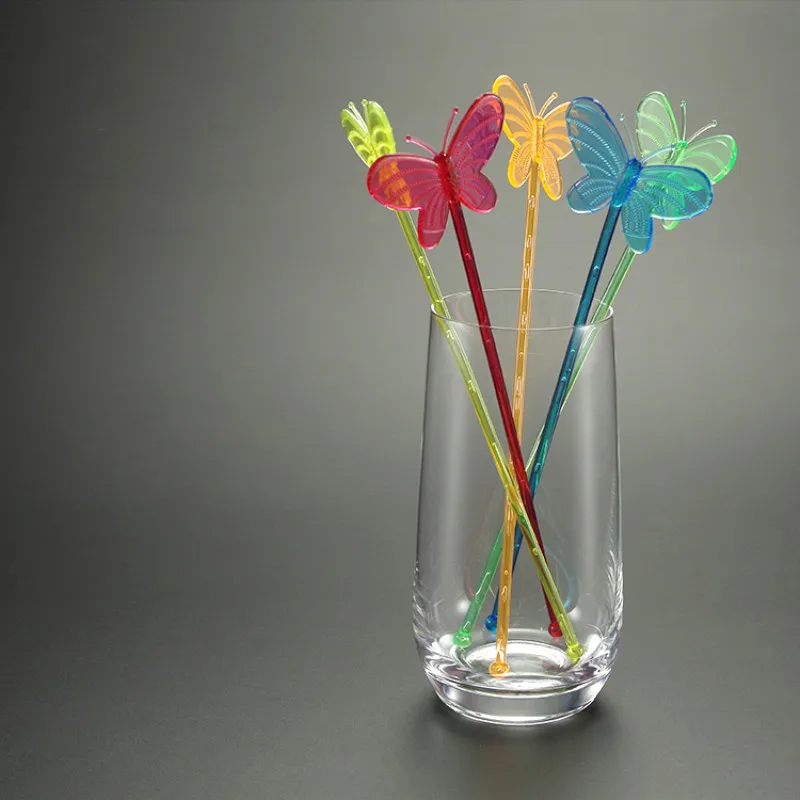 Cocktail Stirrers Cocktail Picks Bar Muddler Cocktail Straws Barware Bar Tools Color Transparent Acrylic Butterfly Mixing Cocktail Whisks Drink Stirring Sticks Mixer Muddler 60pcs/lot