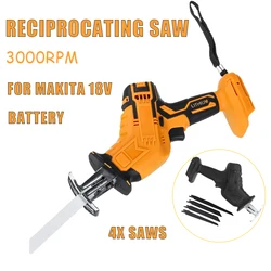 18v sem fio alternativo serra elétrica portátil com 4 lâminas de serra kit metal máquina de corte de madeira para makita 18v bateria