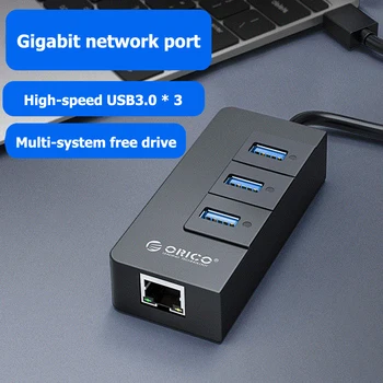 

ORICO HR01 USB Gigabit Ethernet Adapter 3 Ports USB 3.0 HUB to RJ45 Lan Network Card 1000Mbps for MacBook Pro Laptop