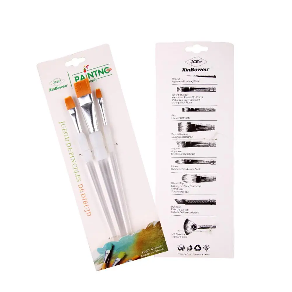 Transparent Rod Flat Tip Nylon Hair Watercolor Brush