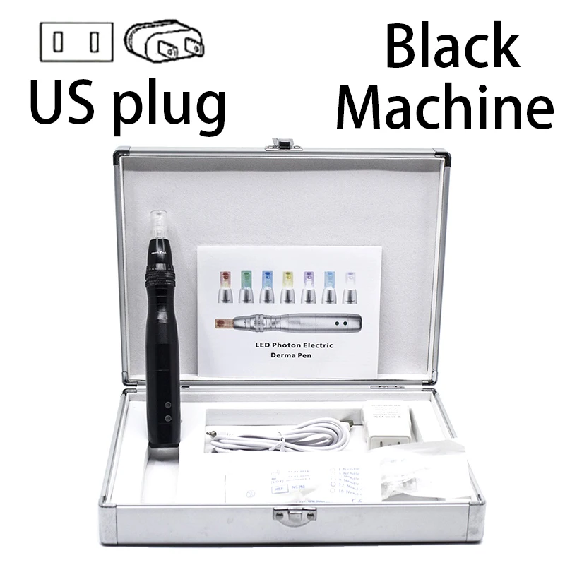 US plug black 7 эффект светодиодный светильник bb крем машина Микроиглы ручка для bb крем stayve Белый Осветляющий основа bb крем красота ручка - Цвет: US plug black