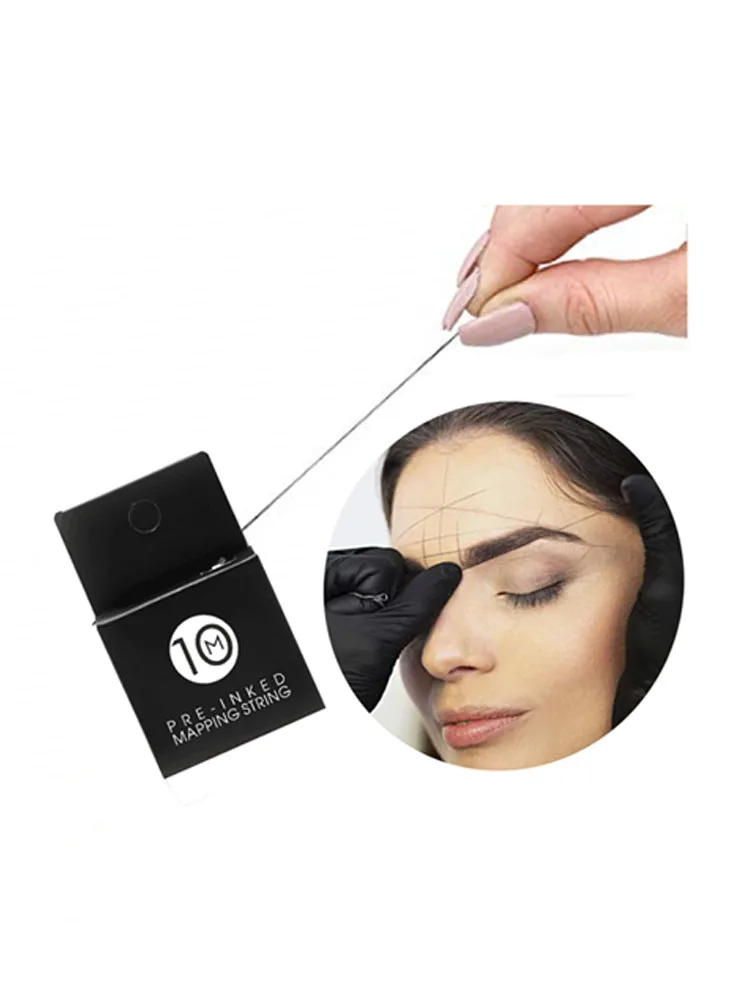 

Pre-Inked Microblading String for Brow Mapping - Measuring Tool for Marking Symmetrical Eyebrows (Pack of 2)