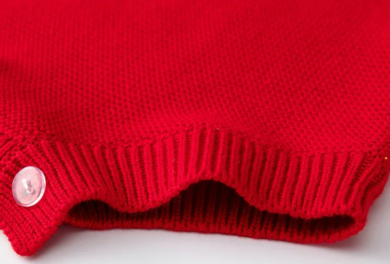 Зимняя вязаная одежда для маленьких девочек; свитер для младенцев; теплый однотонный комбинезон с длинными рукавами; вязаные свитера; Цвет Красный;