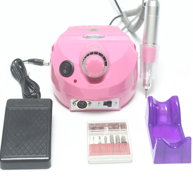 Электрический набор инструментов для удаления клея для маникюра и педикюра, 35000 об/мин, электрическая пилка для ногтей, аксессуары и инструменты, дрель для ногтей - Цвет: Pink