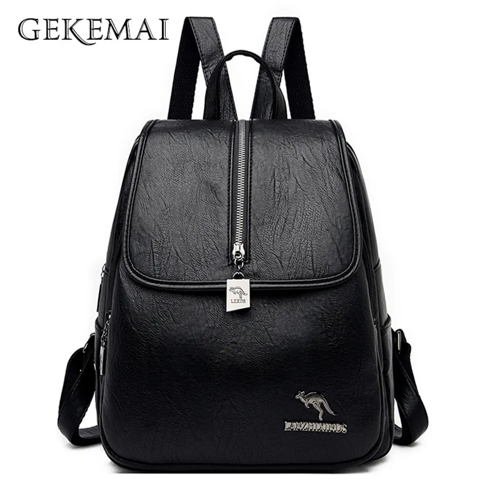

Women Backpack Genuine Leather Backpacks for Teenage Girls Casual Large Capacity Shoulder Bags Female Anti-theft School Bag Sac