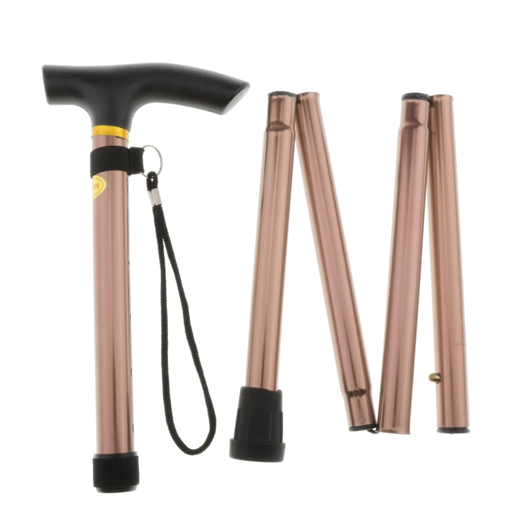 Height Adjustable Walking Stick Aluminum Metal Folding Cane Lightweight Easy Grip, 5 Colors Available