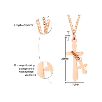 

FXM GBL30 stainless steel necklace popular single women man 25mm double cross shape rose color lover gift women jewelry