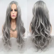 Siver серый натуральный прямой, завязанный вручную синтетический 13*3 дюймов, парик на кружеве, жаростойкое волокно, часть волос для женщин, парики для девочек