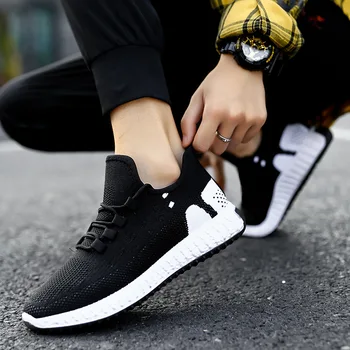 

Men Sneakers Cheap Breathable Male Athletic Footwear Lace Up Mesh Lightweight Sports Running Shoes Flying Woven Walking Shoes