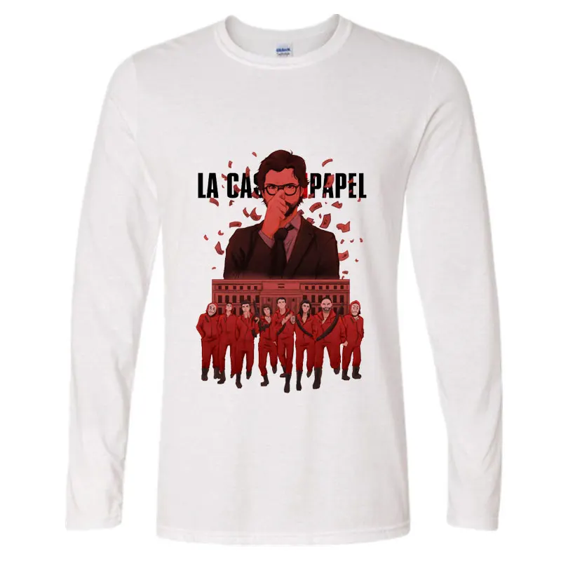 

La Casa De Papel T Shirt Long Sleeve T Shirt Men Money Heist Tees TV Series Funny Design Tshirts Men House of Paper T-Shirt