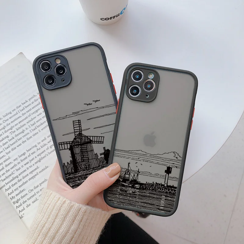 Architectural Black Lines Artistic Phone Case - Stylish Back Building Cover