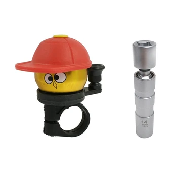 

Gold Red Hatted Cartoon Boy Design Alloy Housing Bike Bicycle Bell Ring with 14mm 3/8 Drive Spark-Plug Wobble Socket