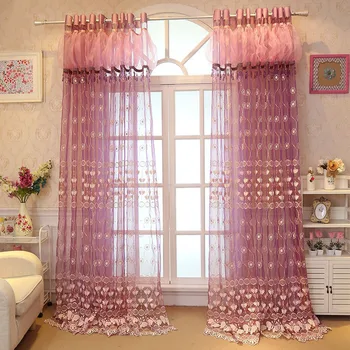 

European-style 3D Butterfly Embroidered Tulle Curtain Pink Purple Romantic Voile For Girls Room Wedding Home Decoration AG472#4