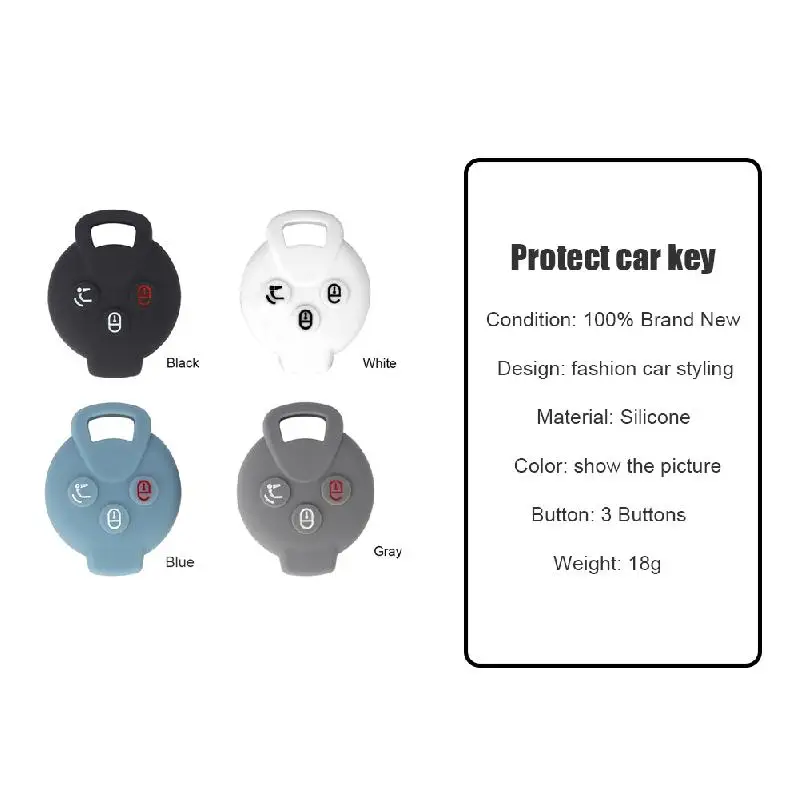1 шт. 3 кнопки силиконовый чехол для ключей брелок крышка FiFortwo Forfour City купе родстер
