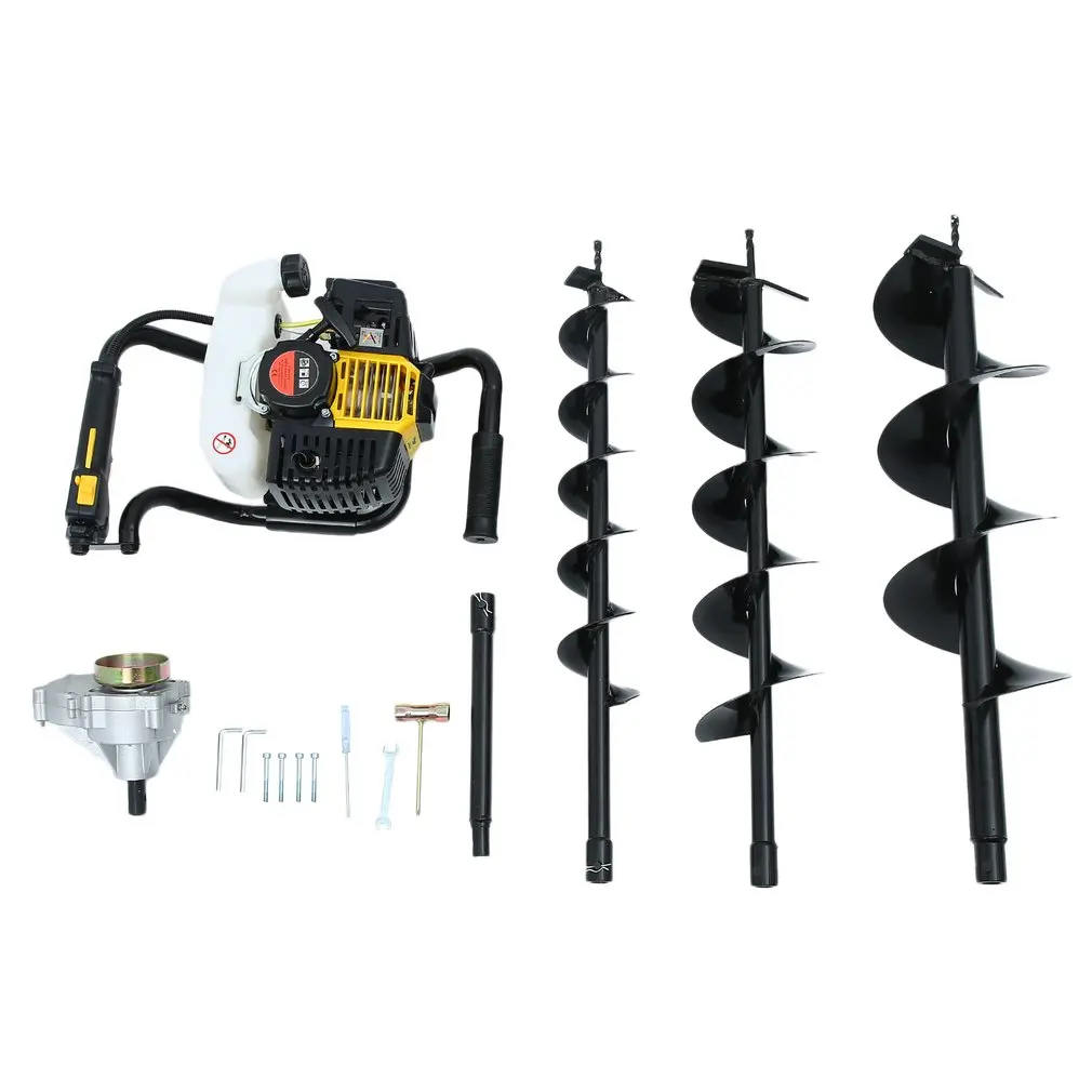

52cc Earth Auger Ground Drill Fence Post Hole Borer Post Hole Digger Gas Powered Earth Auger Borer Fence Ground Drill Set