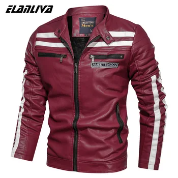 

2020 New Autumn Men Leather Jacket Slim PU Coat Leather Outerwear Zipper PU Bomber Jacket Stand Collar Motorcycle New Leisure PU
