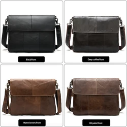 First layer cowhide men's shoulder bag men's leather men's bag retro messenger bag large capacity messenger bag