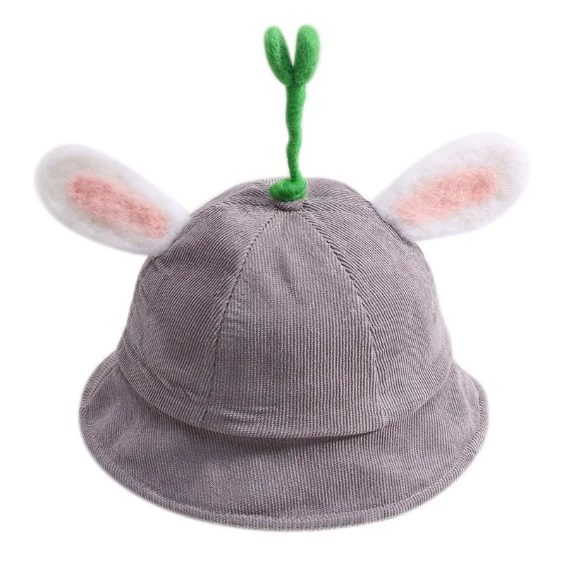 Осенне-зимние детские шапки для мальчиков и девочек, шляпы-ведерки с кроличьими ушками, Детские кепки, двухсторонние повседневные Шапки для рыбака - Цвет: CG0830H