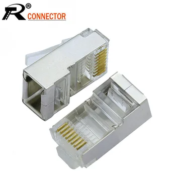 

20pcs/lot 8P8C RJ45 Modular Plug Metal Shell CAT6 Ethernet Male Plug Network Cable Crystal Head Jack Socket