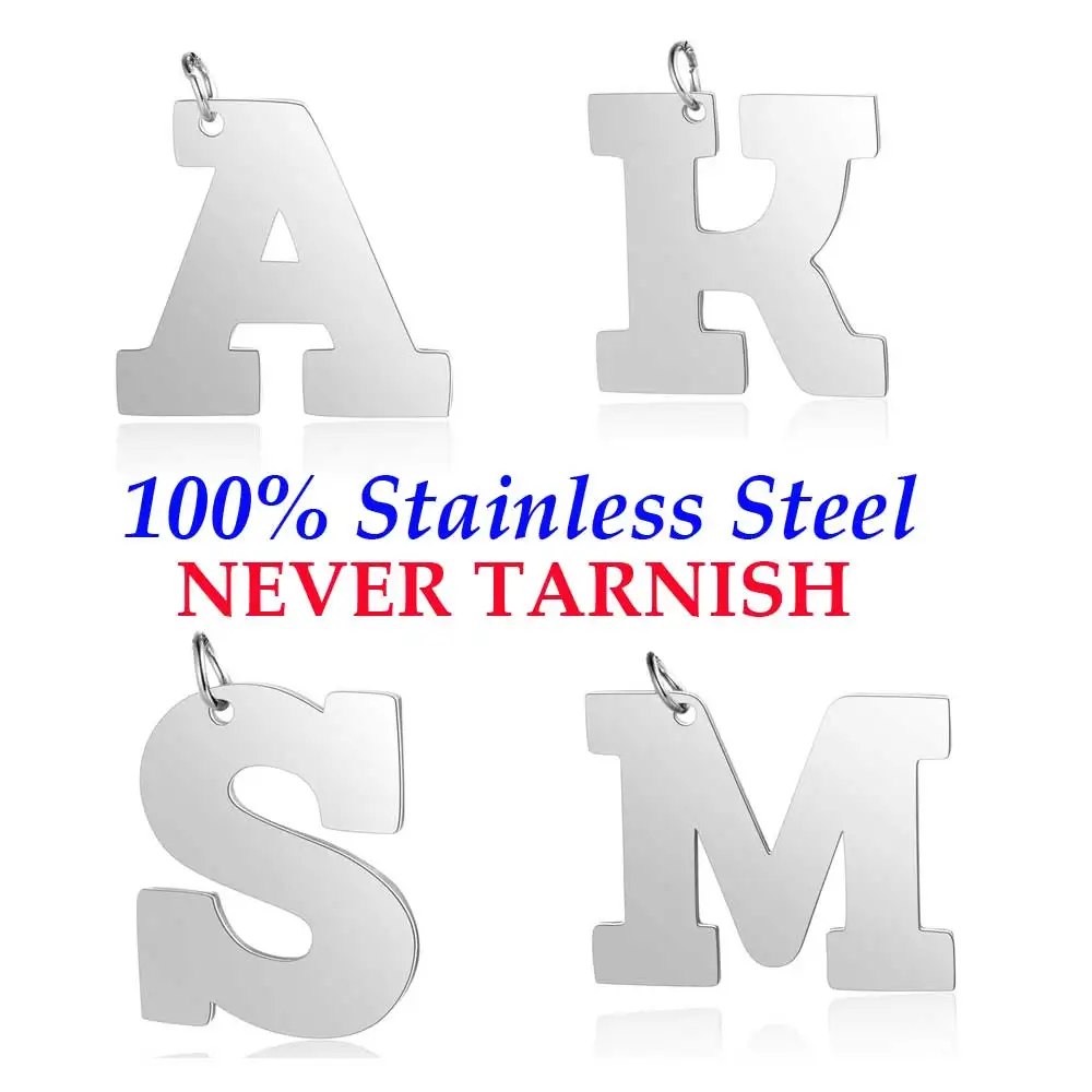 Large Initial Name A-Z Pendant Wholesale 100% Stainless Steel Real 316 Steel DIY Charms AAAAA Quality Pendants Never Tarnish Large Initial Name A-Z Pendant Wholesale 100% Stainless Steel Real 316 Steel DIY Charms AAAAA Quality Pendants Never Tarnish