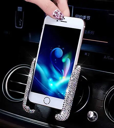 Blingbling горный хрусталь кристалл удобный мини автомобиль тире вентиляционное отверстие автоматический регулируемый держатель телефона(серебро