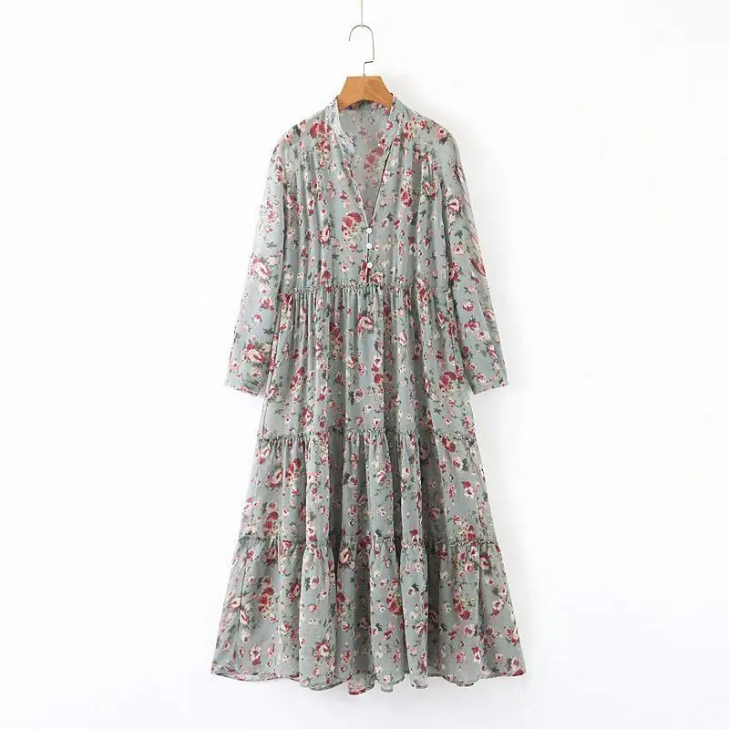 European and American fashion storm spinning print dress XZ55-2181 |