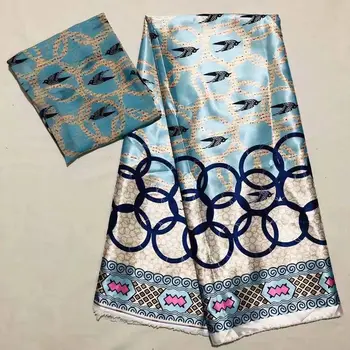 

Nigerian Chiffon Fabric Printed African Wax Imitated Silk Fabric 4yards Audel Fabric + 2yards chiffon For Dress LSS-13