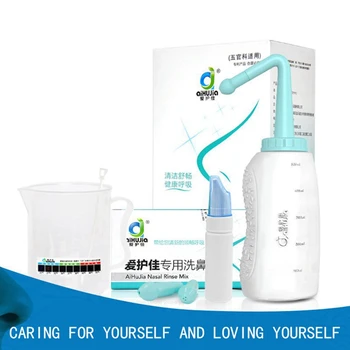 

1 Set Adults Children Nose Wash System Pot Sinus & Allergies Relief Nasal Rinser + 60 Sachets + Accessories