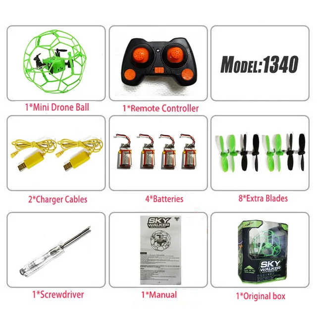 Green O4 Quadrocopter Пульт Дистанционного Управления Мини Drone 1340 2.4 ГГц 4CH Fly Ball Copter RC Ball Мини Drone Flip Ball Безголовый Drone Игрушки - Цвет: Green O4