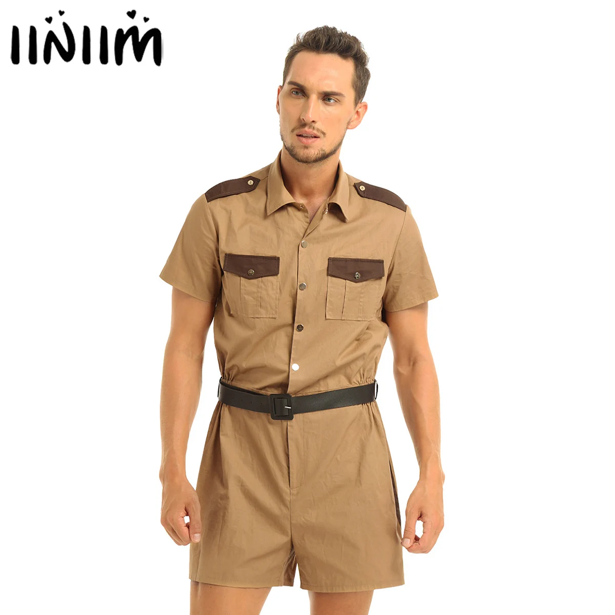 iEFiEL Men Adults 911 Comedy Officer Cosplay Halloween Costume Turn ...