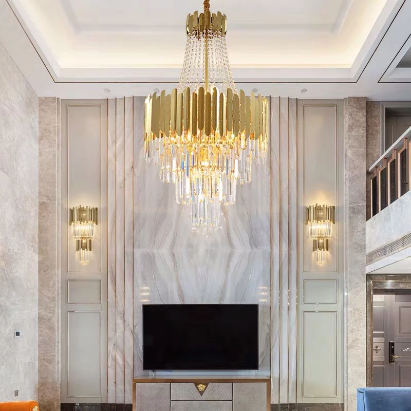 Роскошная Современная хрустальная люстра Высококачественная Золотая для