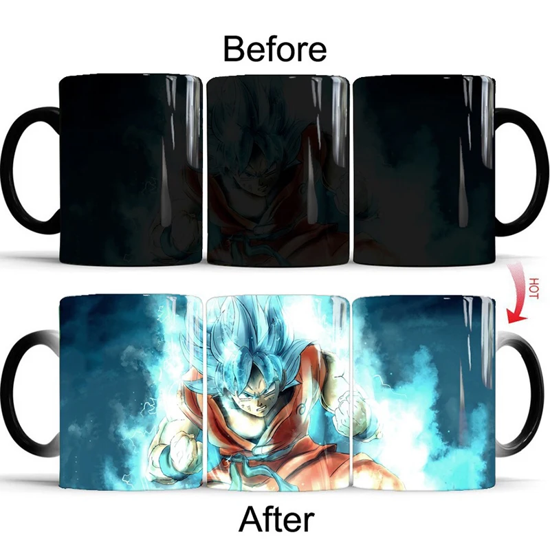 350 мл новая милая меняющаяся кружка Dragon Ball Z Супер Saiyan черный красный синий волосы Goku Vegata Кружка Кофе Молоко чай чашка подарок для детей