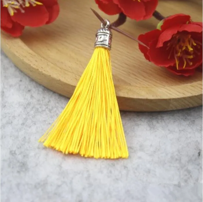 Yellow 10 шт. серебряная кепка с кисточками, ювелирный занавес, декор одежды, аксессуары, самодельный брелок, сумка для мобильного телефона, бахрома, кисточки, нарядные ремни, подвеска - Цвет: Yellow