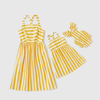 

Tank Striped Mother Daughter Toddlers Matching Dresses Mommy and Me Clothes Outfits Family Look Women Girls Mom Mum & Baby Dress