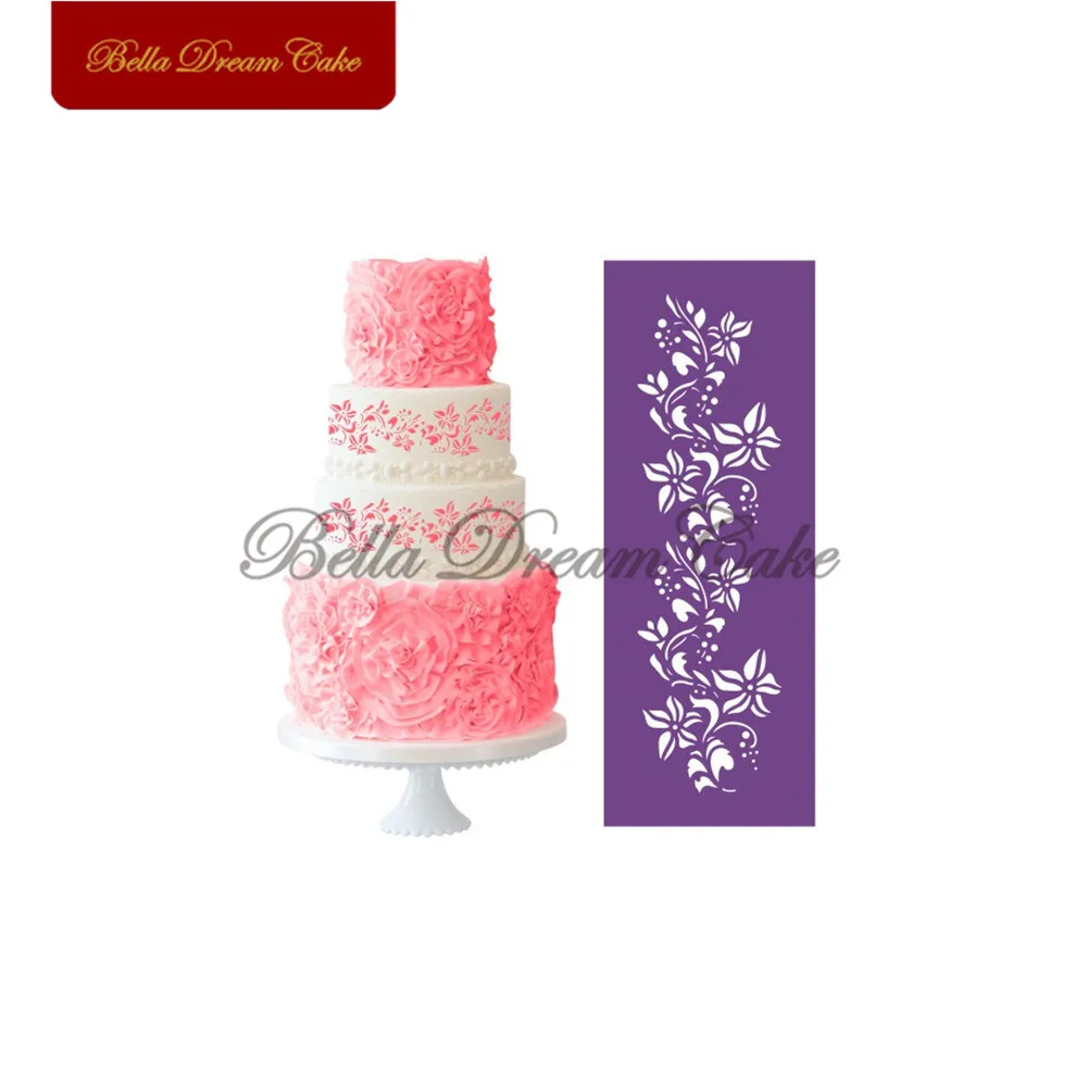 Peony Flower Mesh Stencil Wedding Cake Decorating Molds Fondant Cake Tools Fondant Cake Stencils Template Bakeware MST-36