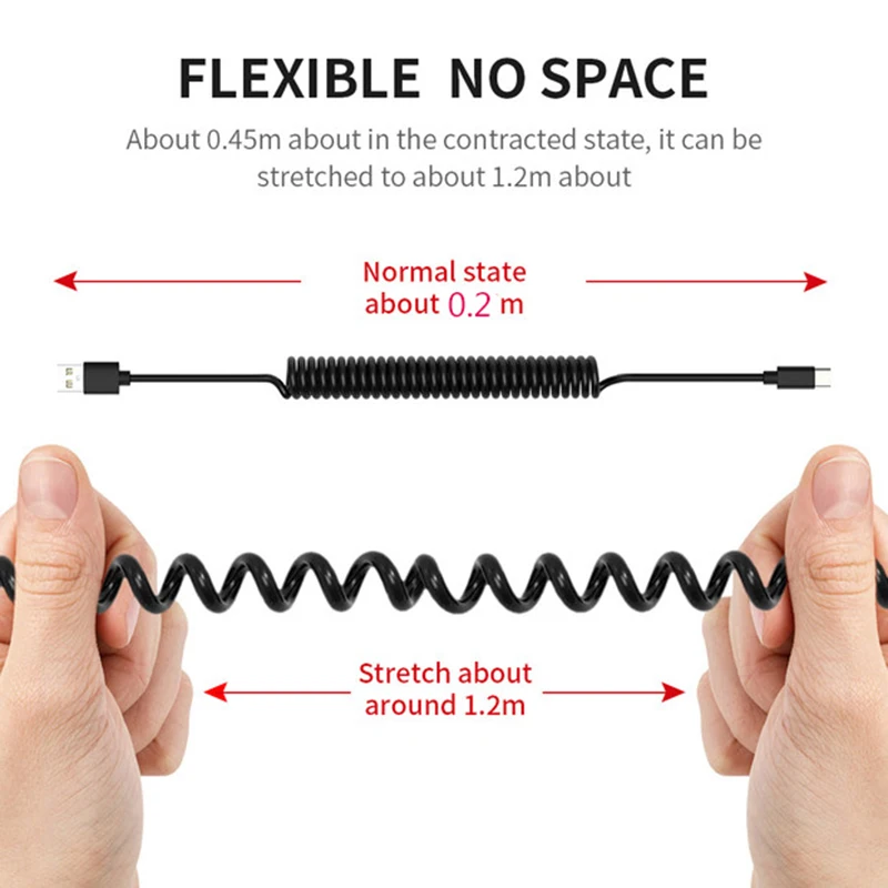 Spring body USB C Cable for Samsung Huawei 2.4A Fast Micro USB Type C usb-c Charging Data Cable Phone Charger Code for Xiaomi