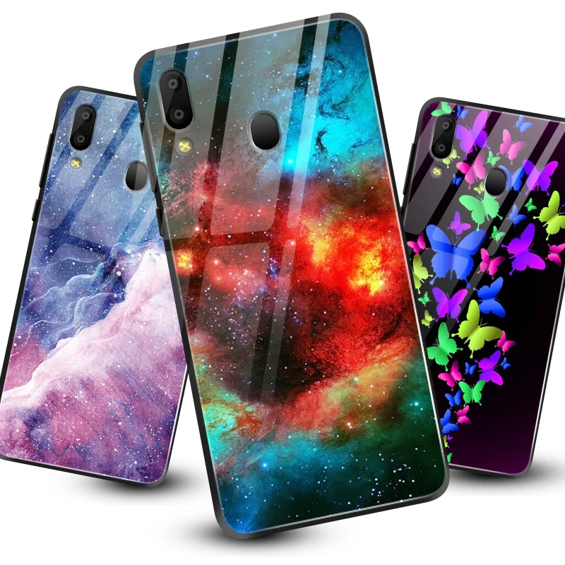 Для samsung Galaxy A10 A20 A30 A40 A50 A6S A70 A8S A80 A90 закаленное Стекло крышка J4Plus M10 M20 M30 Note9 дизайн