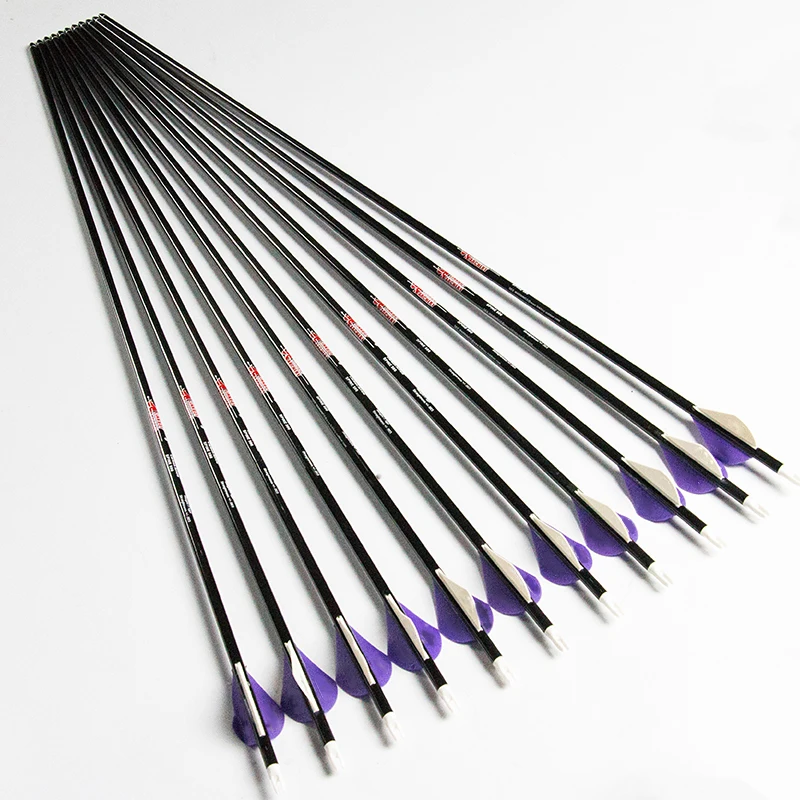 

Linkboy Archery 12pcs Sp300-600 30inch 32inch Carbon Arrow +3pcs Free 125gr Broadhead for Compund Bow Archery Hunting